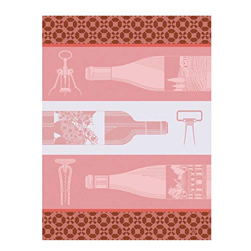 LJF 26860 Geschirrtuch Vin en Bouteille Rose 60 x 80 cm Baumwolle von LE JACQUARD FRANÇAIS