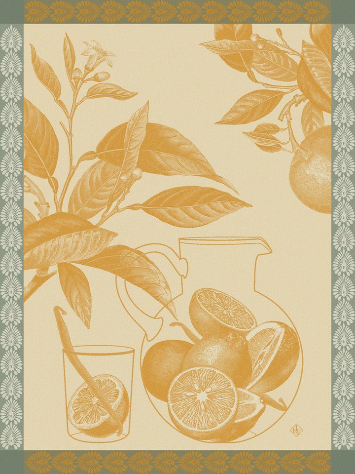 Le Jacquard Francais Geschirrtuch Geschirrtuch Eaux D'Agrumes Mandarine 60x80 cm, (1-tlg., 1 x Geschirrtuch), jacquard-gewebt von Le Jacquard Francais