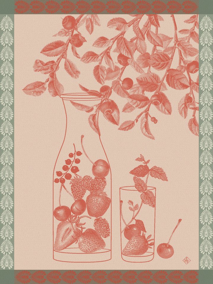 Le Jacquard Francais Geschirrtuch Geschirrtuch Eaux De Fruits Rouges Cerise 60x80 cm, (1-tlg., 1 x Geschirrtuch), jacquard-gewebt von Le Jacquard Francais