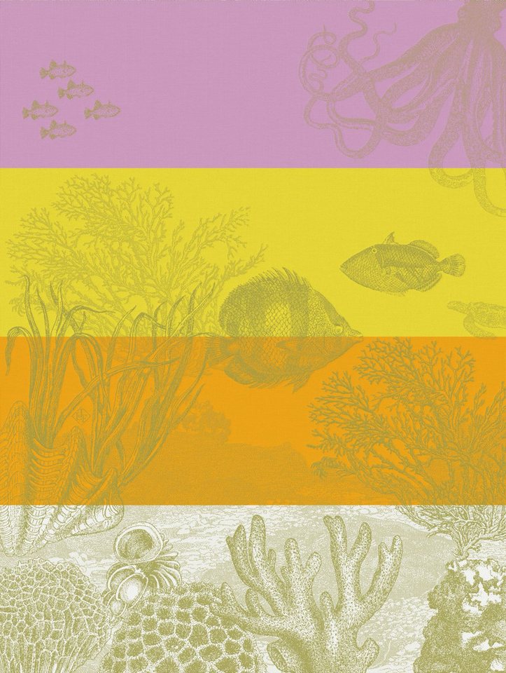 Le Jacquard Francais Geschirrtuch Geschirrtuch Sous L'Océan Anémone 60x80 cm, (1-tlg., 1 x Geschirrtuch), jacquard-gewebt von Le Jacquard Francais