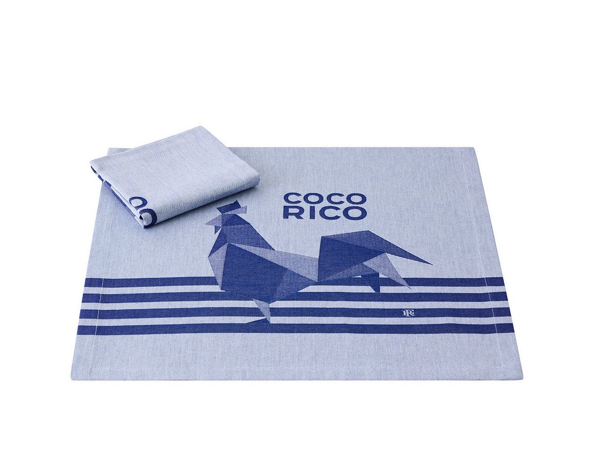 Le Jacquard Francais Stoffserviette Servietten (2x Set) Coco-Rico Bleu 55x55 cm, (2 St) von Le Jacquard Francais