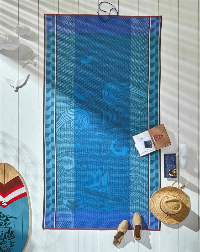 Le Jacquard Francais Strandtuch Baignade A Socoa Recif 100x200 cm, Waffelpiqué (1-St), Waffelpiqué von Le Jacquard Francais