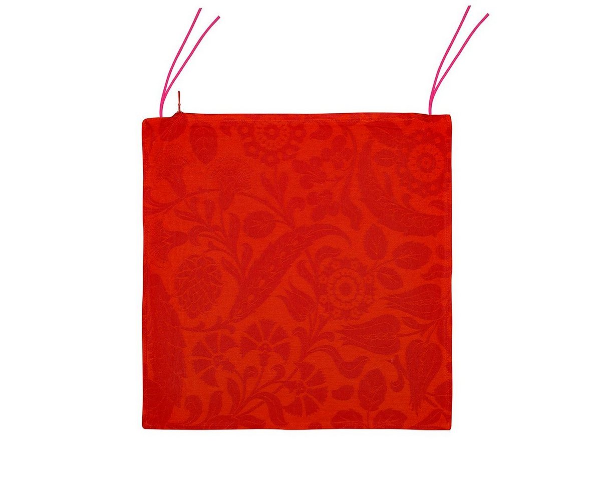 Le Jacquard Francais Stuhlkissen Outdoor-Stuhlkissen Voyage Iconique Coquelicot 40x40 cm, jacquard-gewebt von Le Jacquard Francais