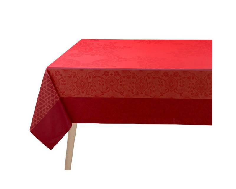 Le Jacquard Francais Tischdecke Beschichtete Tischdecke Voyage Iconique Coquelicot 175x175 cm, jacquard-gewebt von Le Jacquard Francais