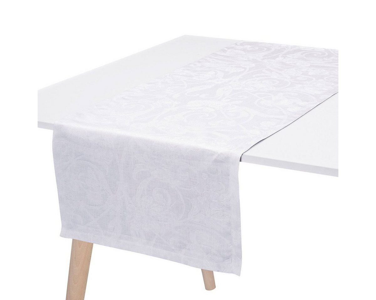 Le Jacquard Francais Tischläufer Tischläufer Tivoli Blanc 50x150 cm, jacquard-gewebt von Le Jacquard Francais