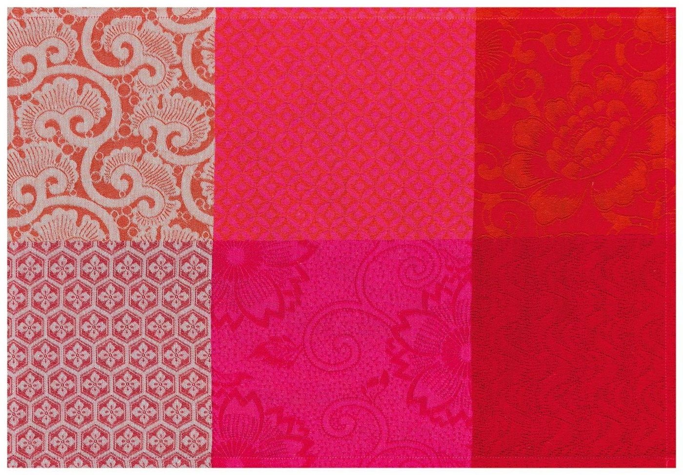 Platzset, Beschichtete Tischsets (2x Set) Fleurs De Kyoto Cerise 38x52 cm, Le Jacquard Francais, (Set, 2-St), beschichtet von Le Jacquard Francais