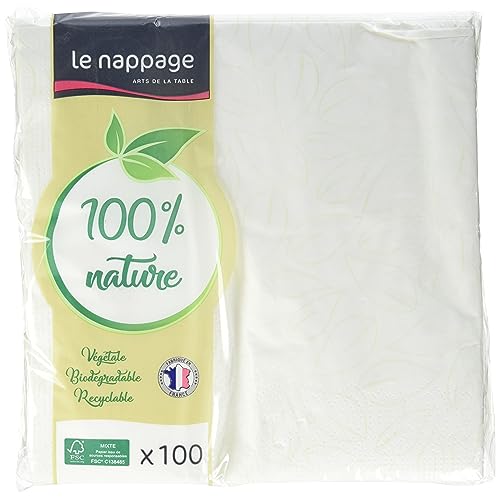 Le Napage 100 Servietten aus Watte 40 x 40 cm, 3-lagig, weiß, FSC-Zellstoff, 40 x 40 cm von LE NAPPAGE ARTS DE LA TABLE