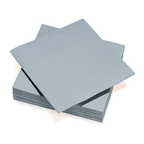 Le Nappage – Tex Touch Papierservietten – Farbe Grau – FSC®-zertifizierte Papierservietten – recycelbar und biologisch abbaubar – Set mit 40 Servietten, groß, Format 38 x 38 cm, grau von Le Nappage