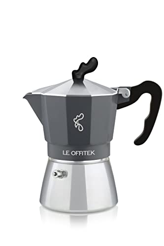 Le Offitek Kaffeemaschine MAGNETIKA 3 TZ, Induktion, italienisches Design, hohe Qualität, Antikalk-Ventil, mikroperforierte Laserfilterplatte von Le Offitek