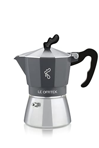 Le Offitek Kaffeemaschine MAGNETIKA 6 TZ, Induktion, italienisches Design, hohe Qualität, Antikalk-Ventil, mikroperforierte Laserfilterplatte von Le Offitek