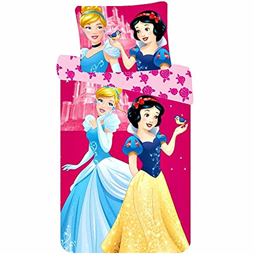 Disney Prinzessinnen Schneewittchen und Aschenputtel Bettset Baumwolle Mädchen 90x140 Kissenbezug 40x55 von Le fantasie di casa