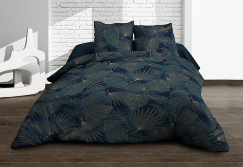 Bettbezug 240 x 260 cm + 2 Kopfkissenbezüge – Reine Baumwolle 57 Fäden – Olinda blau Bettbezug 240 x 260 cm + 2 Kopfkissenbezüge – Reine Baumwolle 57 Fäden – Olinda blau von Le linge de Jules