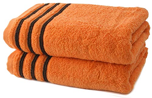 Collection Waschlappe, Frottee, 550 g, 100% hochwertige Baumwolle, Baumwolle, Orange/Chocolat, 2 Draps de Douche von Le linge de Jules