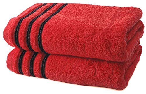 Collection Waschlappe, Frottee, 550 g, 100% hochwertige Baumwolle, Baumwolle, Rot/Schwarz, 2 Draps de Douche von Le linge de Jules