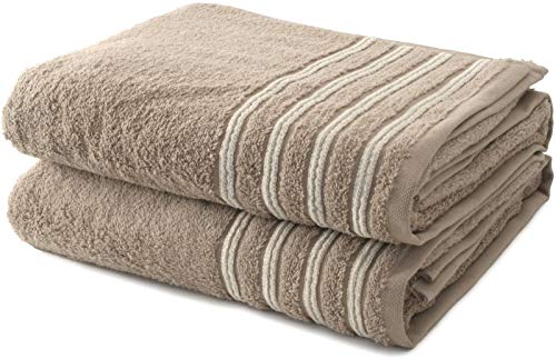 Collection Waschlappe, Frottee, 550 g, 100% hochwertige Baumwolle, Baumwolle, Taupe/Ecru, 2 Draps de Bain von Le linge de Jules