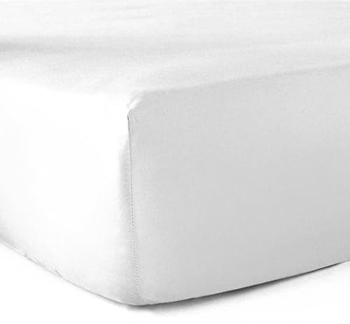 Spannbettlaken, 100% Baumwolle, 57 Fäden, Weiß, 160 x 200 cm, Spannhöhe 30 cm von Le linge de Jules