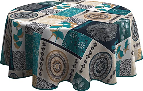 Tischdecke Fleckabweisende Patchwork Blau - Rund 160 cm von Le linge de Jules