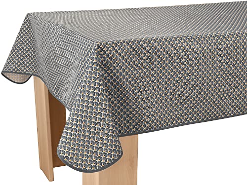 Tischdecke Fleckabweisende Pfau Anthracite - Rechteckig 150 x 240 cm von Le linge de Jules