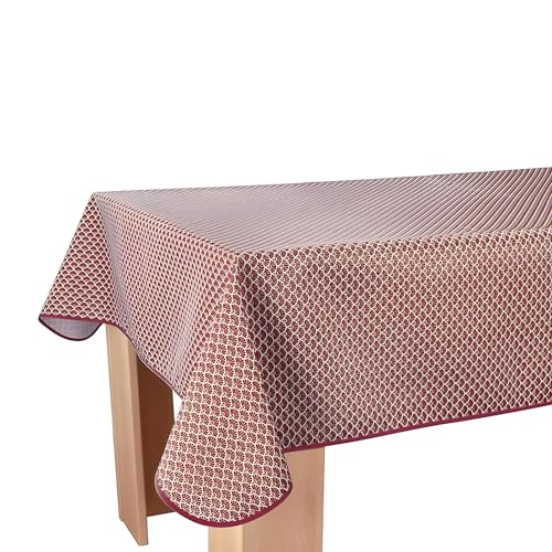 Tischdecke Fleckabweisende Pfau Bordeaux - Rechteckig 150 x 200 cm von Le linge de Jules