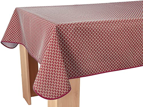 Tischdecke Fleckabweisende Pfau Bordeaux - Rechteckig 150 x 350 cm von Le linge de Jules