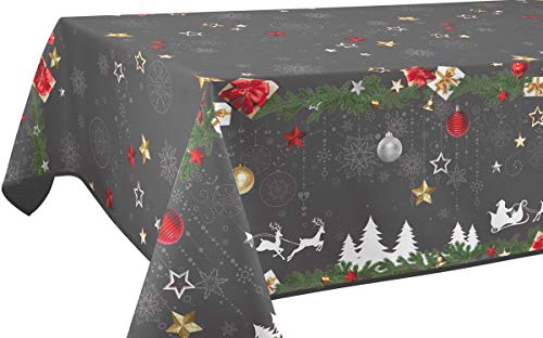 Tischdecke Fleckabweisende Weihnachten Grau - Rechteckig 150 x 350 cm von Le linge de Jules
