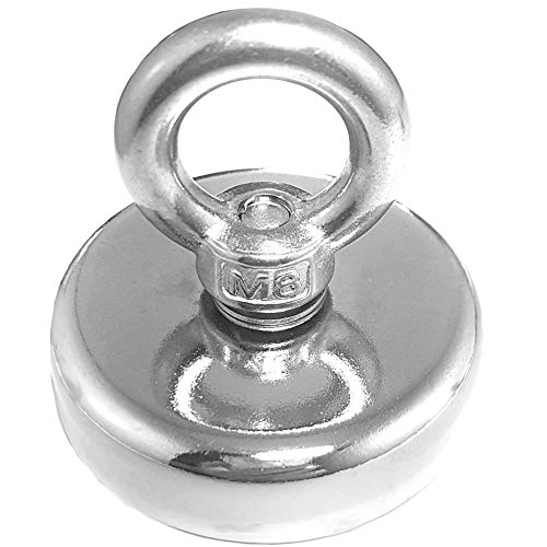 LeBigMag® | 1 extrem starker Neodym Ösenmagnet | Ø 60 mm 112 kg Haftkraft | Öse abnehmbar mit M8 Gewinde von LeBigMag