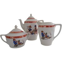 Art Deco Porzellan Tee - Und Kaffeeservice Set Mit Kinderdekor, Lusterware-Teekanne, Milchkännchen Zuckerdose von LeBonheurDuJour