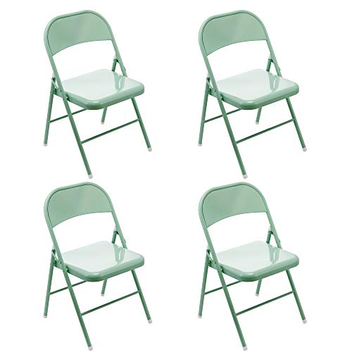 LeChamp Klappstuhl aus Stahl, starker Metallrahmen, platzsparend, Schreibtischstuhl für Gäste, Besucher und Konferenzen, provisorischer Stuhl, grün (4 Stück) von LeChamp