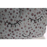 Kissen Deko-Kissen Mondwolke Baumwolle Grau Blau Gefleckt Gestickt Gesicht Heiter Zu Niedlich Schwarzer Faden Made in Frankreich von LeDedArpine