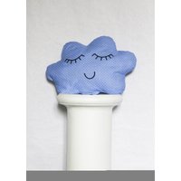 Kissen Wolke Doudou Baumwolle Blau Himmel Federtis Bestickten Weißen Bestickt Gesicht Heiter Zu Süß Faden Schwarz Gefüllt Watte Made in Frankreich von LeDedArpine