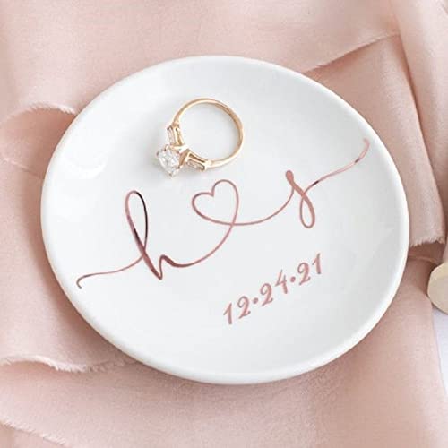 LeDiYouGou Personalisierte Ringschale,Schlüsselschale,Eheringhalter,Verlobungsgeschenk,Geburtstag,Individuelle Eheringschale, Brautshow,Bachelorette,Einzigartiges Hochzeitsgeschenk von LeDiYouGou