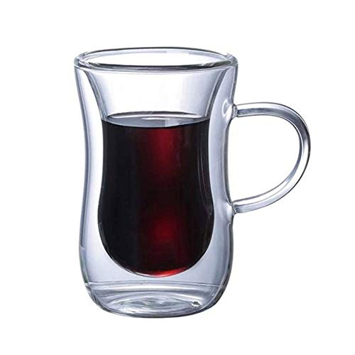 LeGDOr Flaschenregal Weinregal Weinglashalter ohne/mit Griff Doppelwandiger wärmeisolierter Glasbecher Kaffee Tee Milchbehälter für Tee Kaffee Latte Espresso, mit Griff (Farbe: #1) von LeGDOr