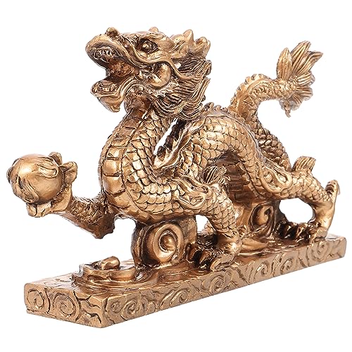 LeGDOr Ornamente Reichtum Skulptur Wohlstand Statue Retro Dekor Sternzeichen Maskottchen Drache Figur Reichtum Drache Statue Drache Skulptur Dekor Drache Ornament Harz China Messing Büro von LeGDOr