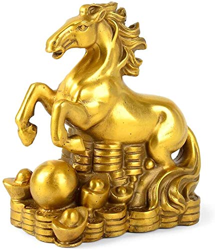LeGDOr Statuen Chinesische Tierkreisfigur Fengshui Heimdekoration Reichtum Sammlerstück Geschenk Goldene Reichtumsfigur Feng Shui Dekor Messing Maus Ratten Statue 1224 (Farbe: Pferd) von LeGDOr
