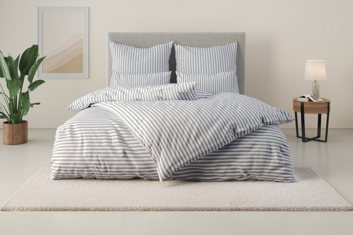 LeGer Home by Lena Gercke Bettwäsche Linnea, Renforcé, 2 teilig, aus 100% Baumwolle, Streifendesign von LeGer Home by Lena Gercke