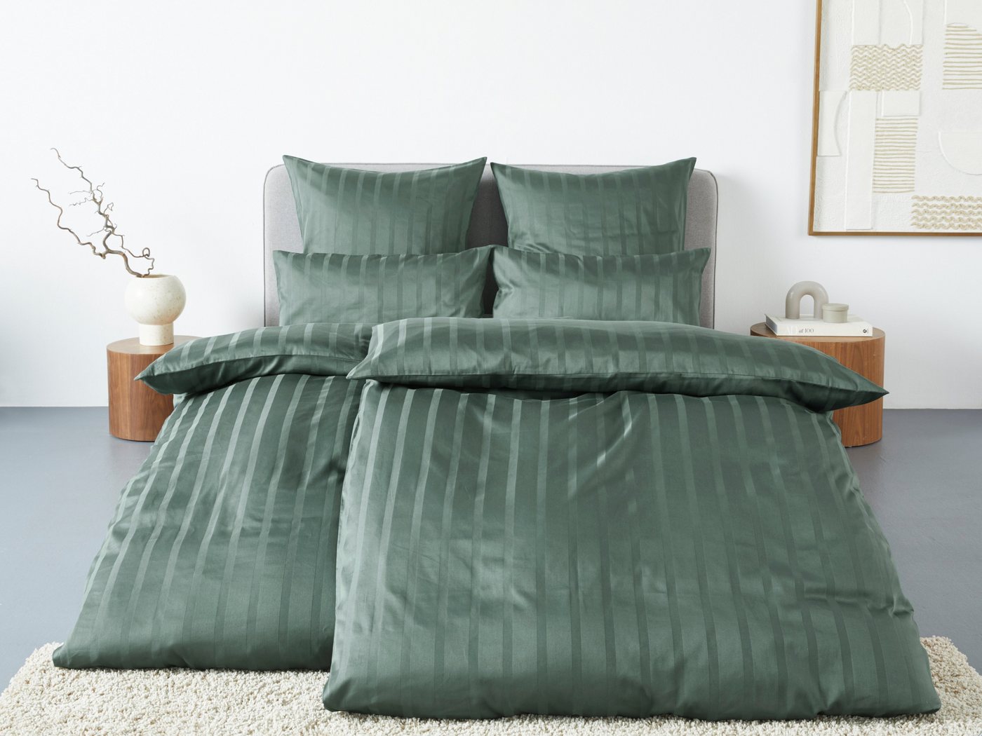 LeGer Home by Lena Gercke Bettwäsche Leonore, Mako-Satin, 2 teilig, Mako-Satin Streifen aus 100% Baumwolle, Größe ab 135x200 cm von LeGer Home by Lena Gercke