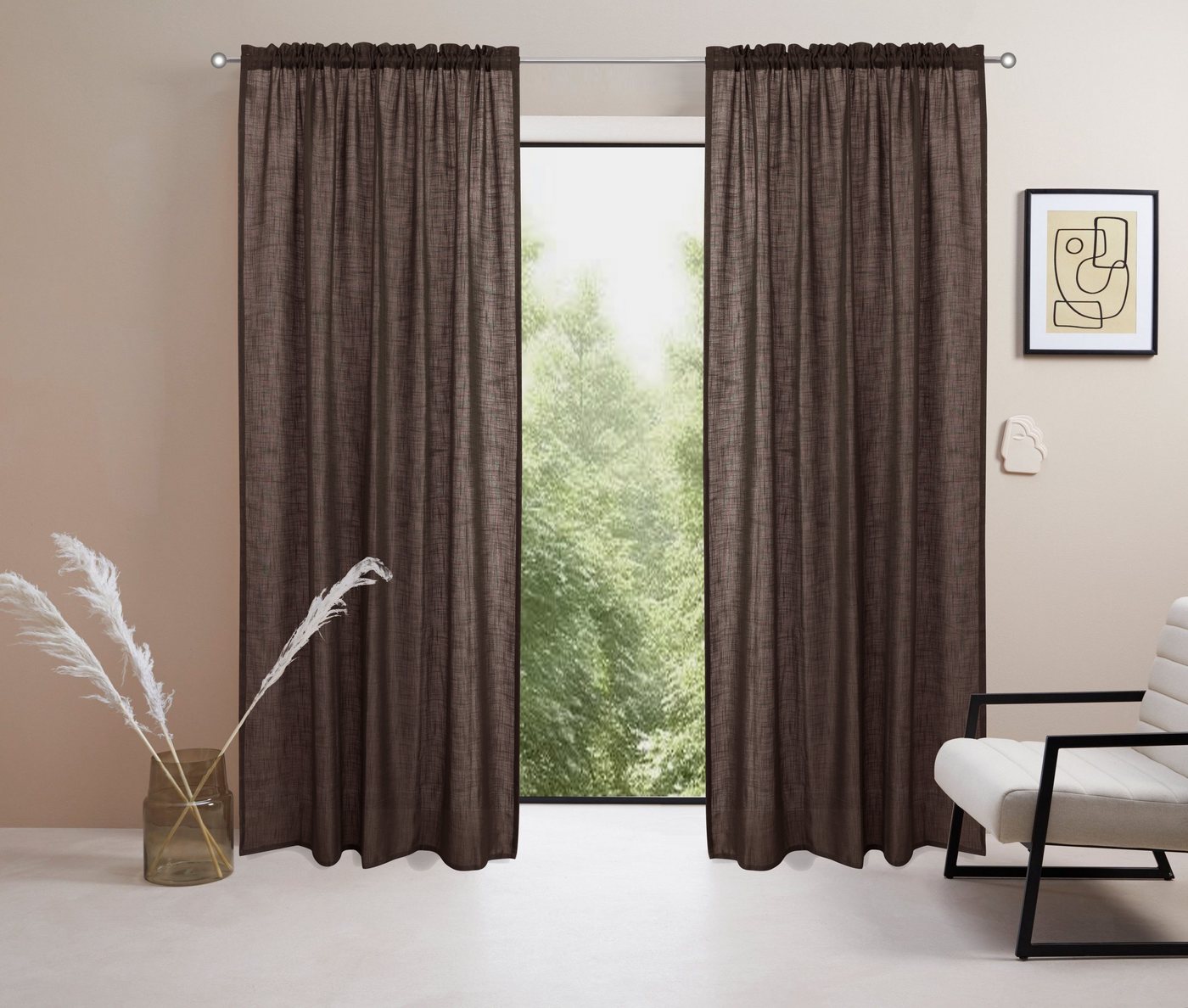 LeGer Home by Lena Gercke Gardine Marusha, Stangendurchzug (1 St), halbtransparent, 1 Schal, Leinenoptik, gewebt, verschiedene Größen von LeGer Home by Lena Gercke