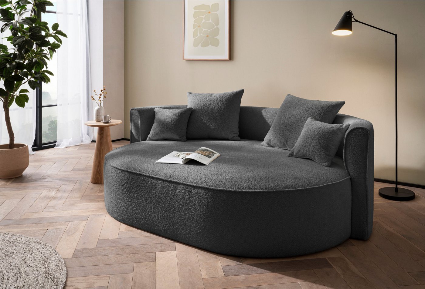 LeGer Home by Lena Gercke 2,5-Sitzer ISALIE, rundes Loungesofa, mit Kissen, perfekt gepolstert, moderne Stoffe, mit 4 Zierkissen, extra große Sitzfläche von LeGer Home by Lena Gercke