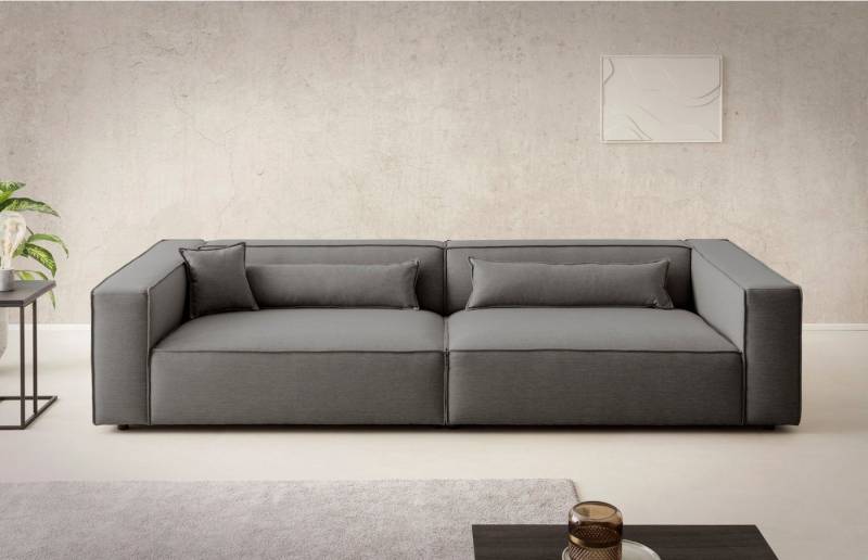 LeGer Home by Lena Gercke 3-Sitzer PIARA XXL, Sofa mit Kedernaht in Cord, Leinenoptik o. Strukturstoff, schwarze Füße, bequemer Sitzkomfort, extra tiefe Sitzfläche von LeGer Home by Lena Gercke
