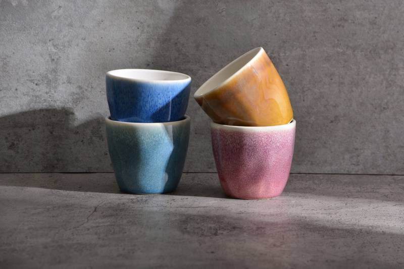 LeGer Home by Lena Gercke Becher LeGer Teebecher, modernes Geschirr-Set Kianne, 4er Set, Steinzeug, hohe Haltbarkeit, spülmaschinengeeignet & mikrowellengeeignet, 350 ml von LeGer Home by Lena Gercke