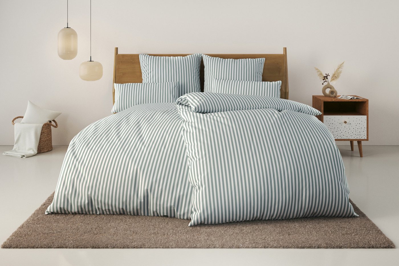 LeGer Home by Lena Gercke Bettwäsche Linnea, Renforcé, 2 teilig, aus 100% Baumwolle, Streifendesign von LeGer Home by Lena Gercke