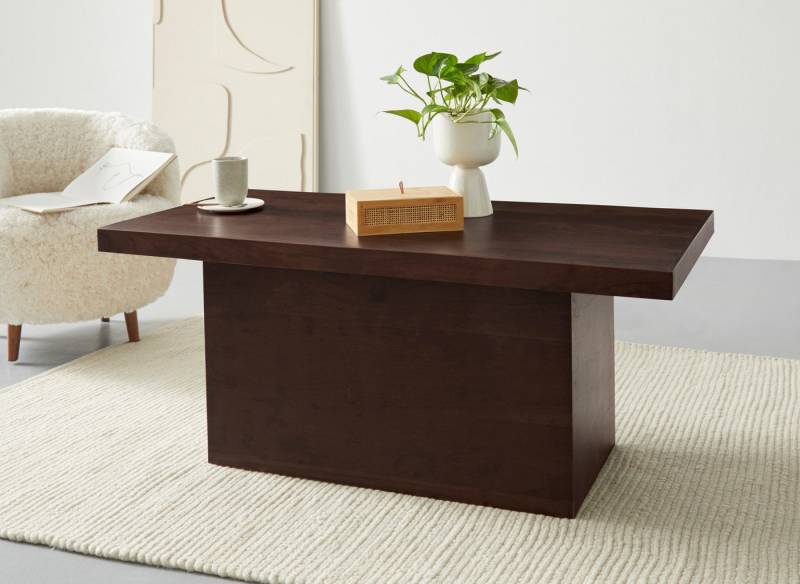 LeGer Home by Lena Gercke Couchtisch Elfrieda, hochwertiges Massivh., Akazie dunkelbr. lackie., 120x60cm, Säulenoptik von LeGer Home by Lena Gercke