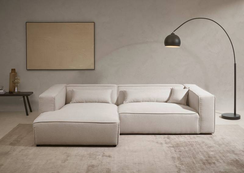 LeGer Home by Lena Gercke Ecksofa PIARA XXL, Big-Sofa in Cord oder Leinenoptik, L-Form, mit Kedernaht, wahlweise Ottomane rechts/links, schwarze Füße, extra tiefe Sitzfläche von LeGer Home by Lena Gercke