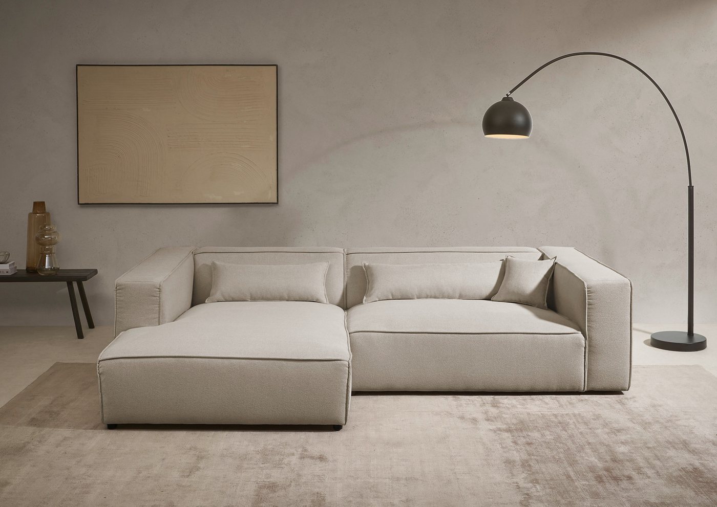 LeGer Home by Lena Gercke Ecksofa PIARA XXL, Big-Sofa in Cord oder Leinenoptik, L-Form, mit Kedernaht, wahlweise Ottomane rechts/links, schwarze Füße, extra tiefe Sitzfläche von LeGer Home by Lena Gercke