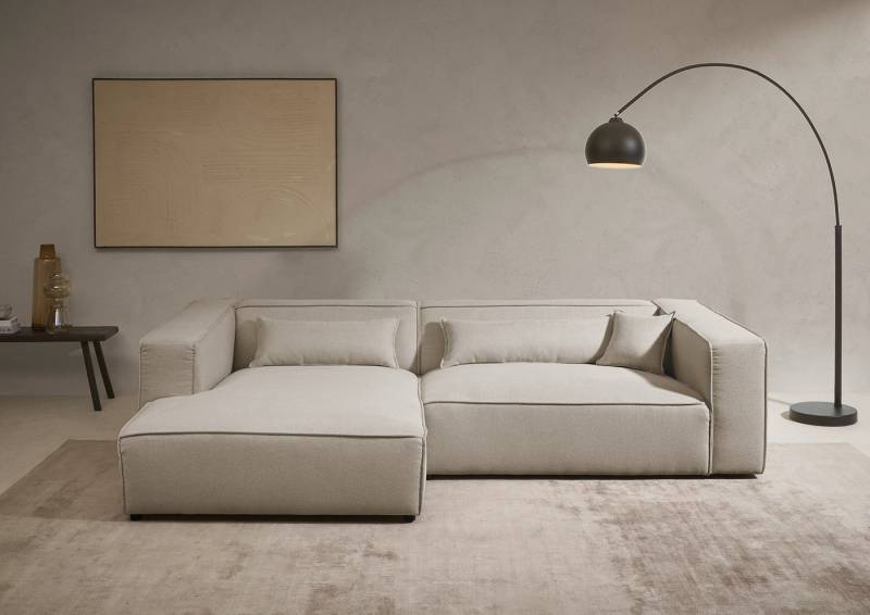 LeGer Home by Lena Gercke Ecksofa PIARA XXL, Big-Sofa in Cord oder Leinenoptik, L-Form, mit Kedernaht, wahlweise Ottomane rechts/links, schwarze Füße, extra tiefe Sitzfläche von LeGer Home by Lena Gercke