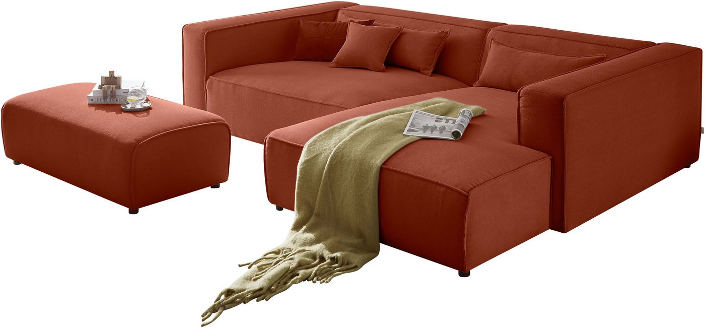 LeGer Home by Lena Gercke Ecksofa PIARA XXL, L-Form, Schlaffunktion, Cord, Leinenoptik o. Strukturstoff, Hocker stellbar zum Schlafsofa (Krokodilverbinder), tiefe Sitzfläche von LeGer Home by Lena Gercke
