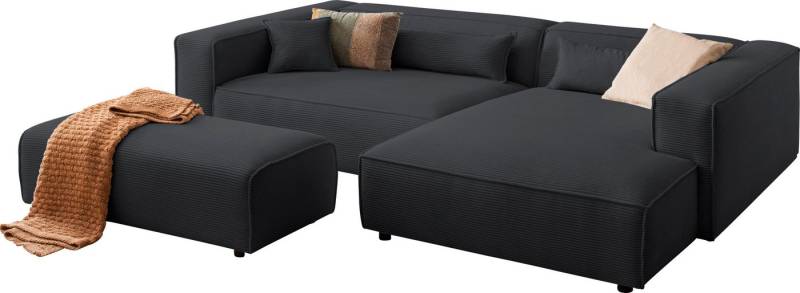 LeGer Home by Lena Gercke Ecksofa PIARA XXL, L-Form, Schlaffunktion, Cord, Leinenoptik o. Strukturstoff, Hocker stellbar zum Schlafsofa (Krokodilverbinder), tiefe Sitzfläche von LeGer Home by Lena Gercke