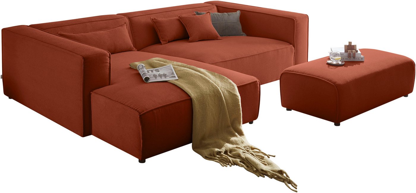 LeGer Home by Lena Gercke Ecksofa PIARA XXL, L-Form, Schlaffunktion, Cord, Leinenoptik o. Strukturstoff, Hocker stellbar zum Schlafsofa (Krokodilverbinder), tiefe Sitzfläche von LeGer Home by Lena Gercke
