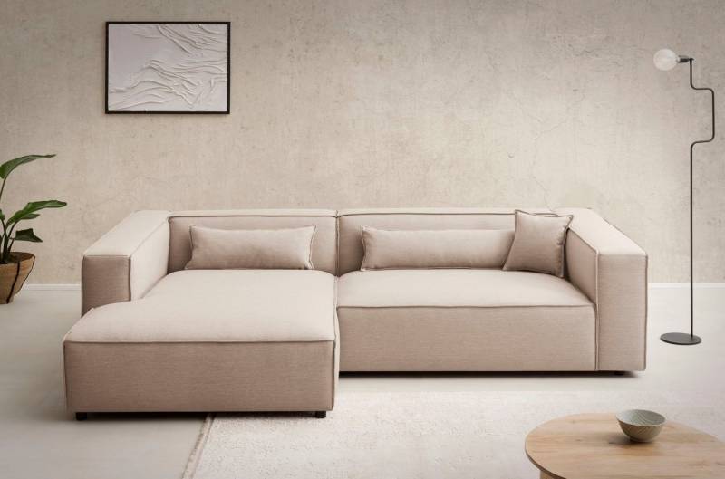 LeGer Home by Lena Gercke Ecksofa PIARA XXL, Big-Sofa in Cord oder Leinenoptik, L-Form, mit Kedernaht, wahlweise Ottomane rechts/links, schwarze Füße, extra tiefe Sitzfläche von LeGer Home by Lena Gercke
