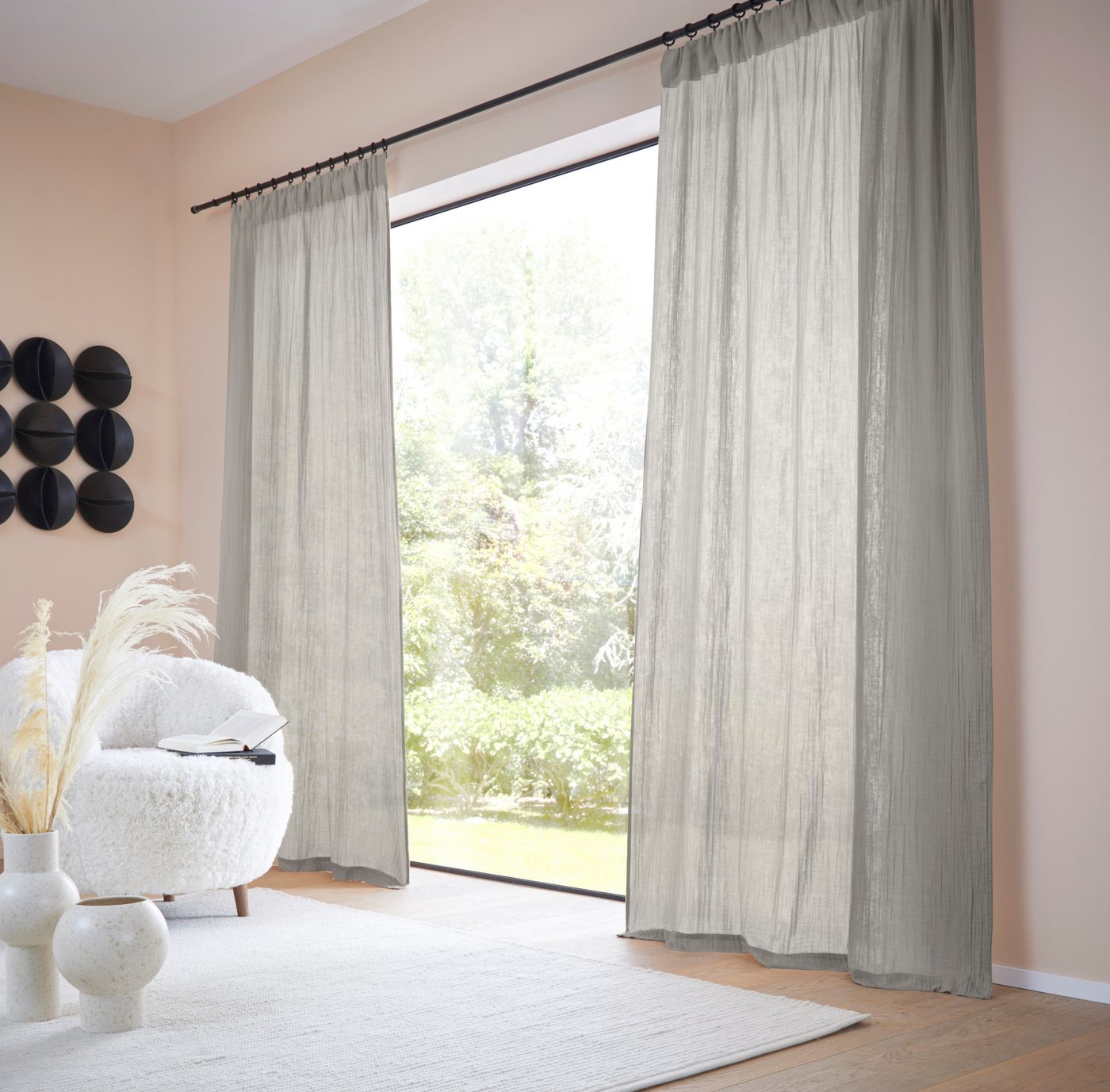 LeGer Home by Lena Gercke Gardine Hevin, Musselin Vorhang, blickdichte Gardine, Multifunktionsband (1 St), blickdicht, natürliche, moderne Gardine in schönem Musselin Look von LeGer Home by Lena Gercke